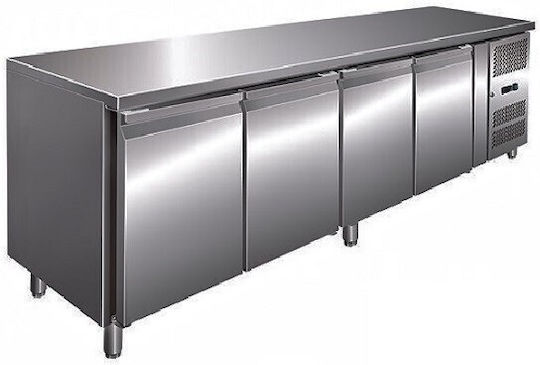 Karamco Английски превод: Stainless Steel Refrigerator Counter with 4 Doors and Cooling Machine 0/+8°C L223xW70xH85см GN4100TN/BACK