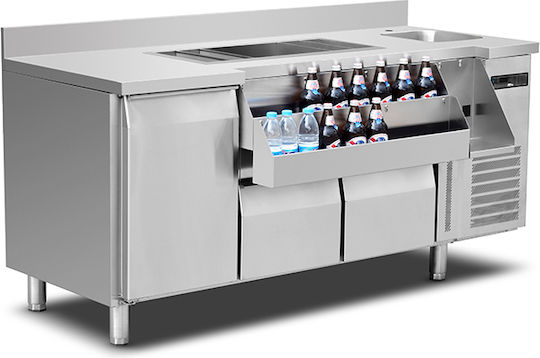 Ventus Английски превод: Stainless Steel Refrigerator Counter with Drawer and Cooling Machine 2/+2°C L180xW70xH85см