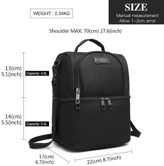 Miss Lulu School Insulated Hand Lunch Bag Black