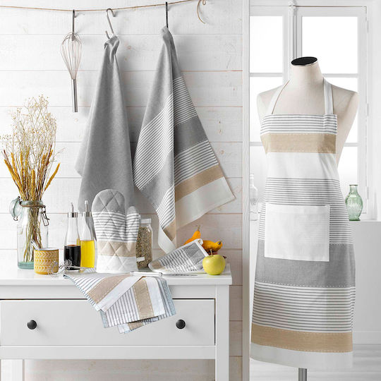 Kitchen Glove & Pot Holder Set Fabric Gray 2pcs