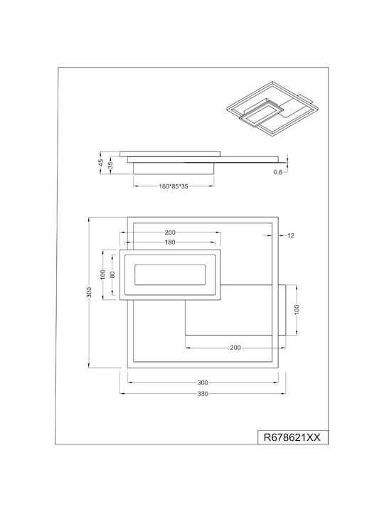Trio Lighting Πλαφονιέρα Οροφής Μαύρη με Ενσωματωμένο LED