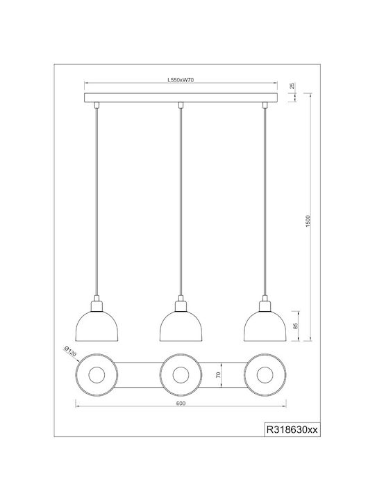 Trio Lighting Hängelampe Silber