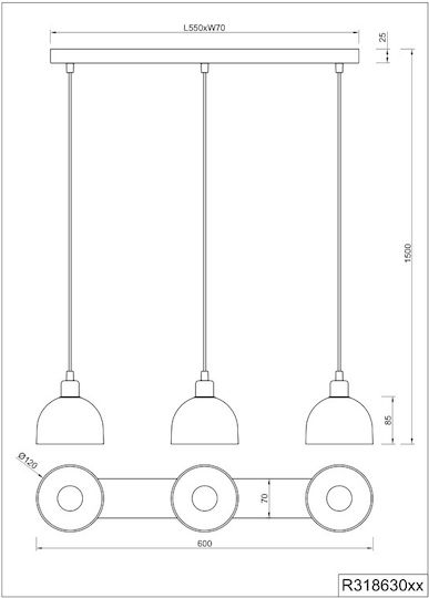 Trio Lighting Κρεμαστό Φωτιστικό Ασημί Trio Lighting Κρεμαστό Φωτιστικό Ασημί