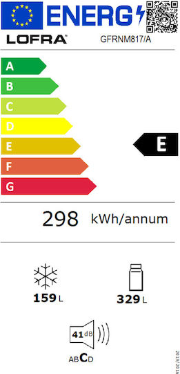 Lofra Ψυγείο Ντουλάπα 488lt NoFrost Υ179.3xΠ83.3xΒ74εκ. Μαύρο GFRNM817