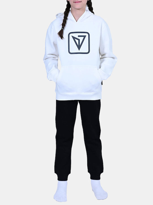 Kids Sweatshirt with Hood and Pockets White