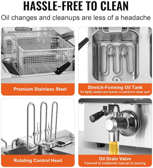 Vevor Electric Fryer Double 3kW Capacity 2x5lt