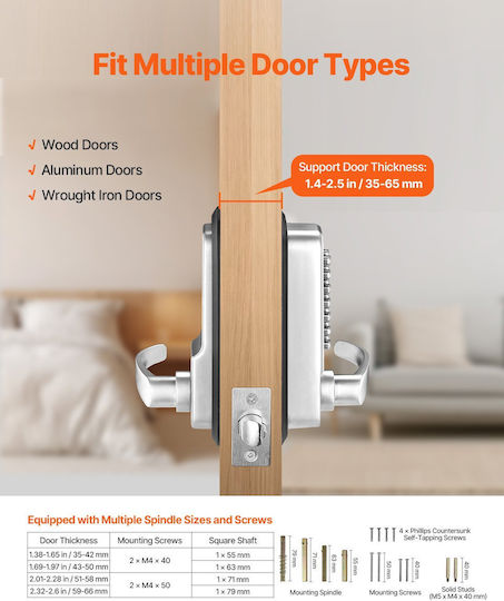 Vevor Mechanical Keyless Entry Door Lock 14 Key Mechanical Door Lock Home