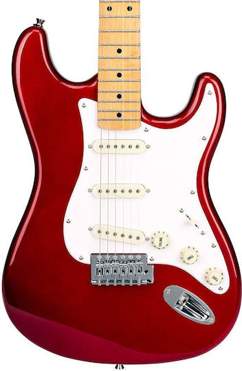 SX Guitars SST57-CAR Elektrische Gitarre mit SSS Tonabnehmer-Anordnung Rote mit E-Gitarren