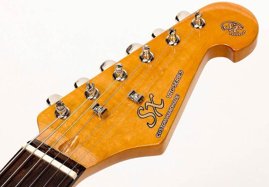 SX Guitars SST62-CAR Elektrische Gitarre mit SSS Tonabnehmerkonfiguration Rot