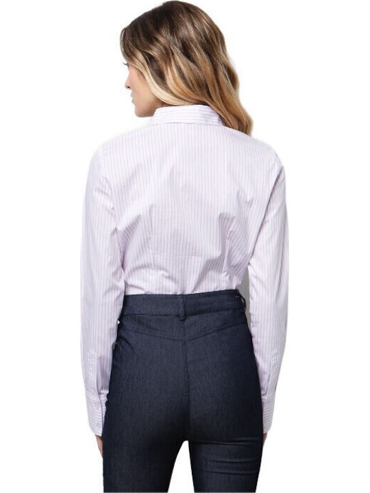 Women's Striped Long Sleeve Shirt Pink