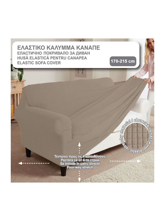 Elastische Abdeckung für Dreisitziges Sofa Beige 215εκ. 1Stück