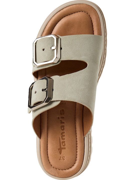 Leder Flache Sandalen für Damen Grüne