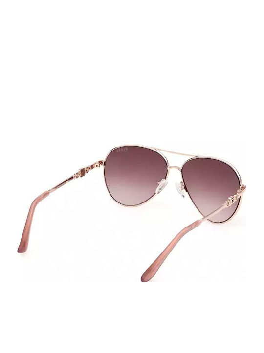 Guess Damen Sonnenbrille mit Rose Gold Metall Gestell und Rosa Verlaufsfarbe Linse GU7885-H 74F
