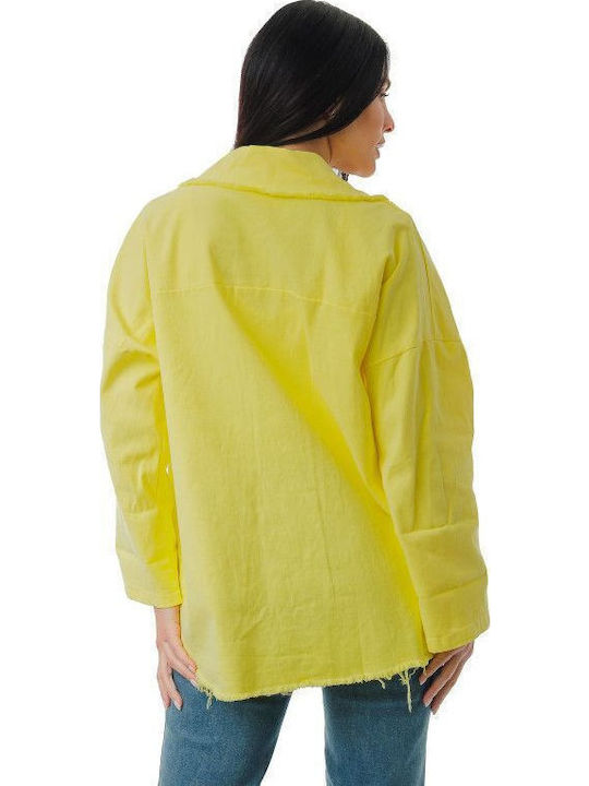 Scurtă Jachetă de femei din denim Yellow