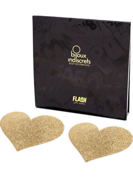 Bijoux Indiscrets Flash Heart Nipple Stickers Gold
