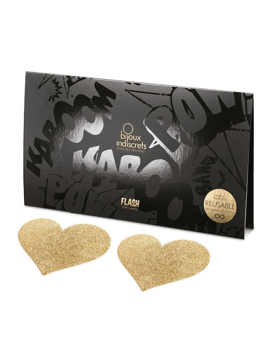 Bijoux Indiscrets Flash Heart Nipple Stickers Gold