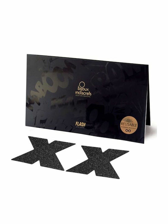 Bijoux Indiscrets Flash Cross Nipple Stickers Black
