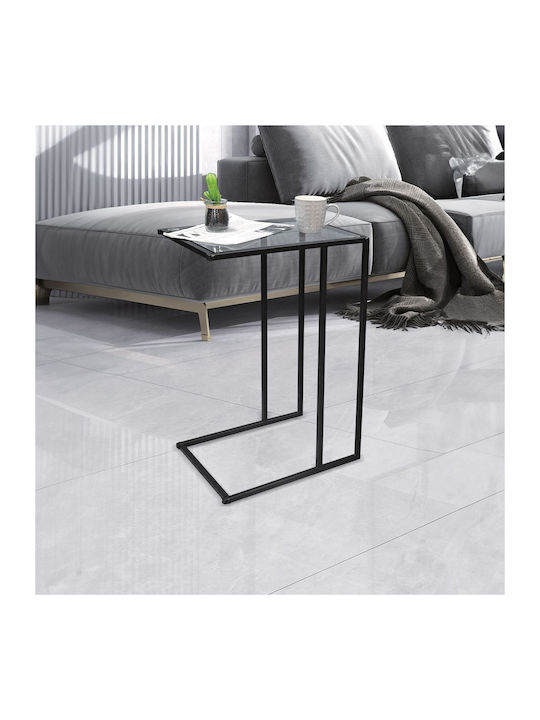 Ορθογώνιο Βοηθητικό Τραπεζάκι Γυάλινο Black Μ40xΠ30xΥ59εκ.