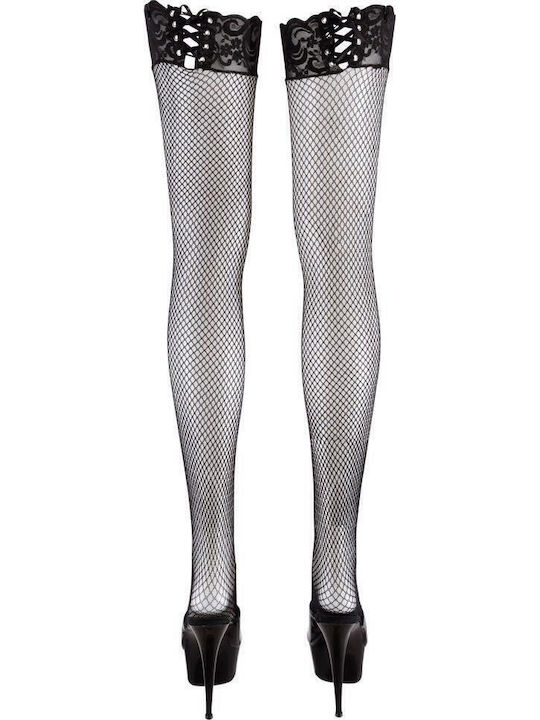 Cottelli Collection Net Stockings mit Spitze Sexy Socken Schwarz
