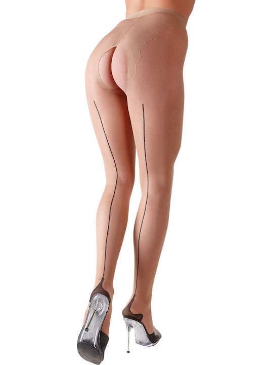 Cottelli Collection Open Crotchless Tights Sexy Καλσόν Μπεζ