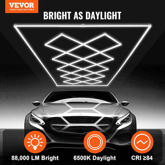 Vevor Square Led Garage Lights 88000lm 14 Grids Bright Shop Light Car Details