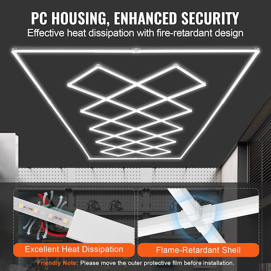 Vevor Square Led Garage Lights 88000lm 14 Grids Bright Shop Light Car Details