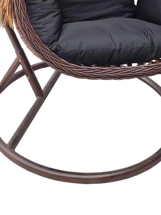 Varur Hängende Garten & Veranda Schaukel mit Kissen Sessel Rattan Braun L120xB105xH195cm