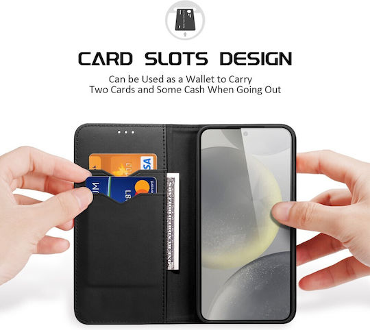 Dux Ducis Hivo Series Rfid Blocking Book Piele / Silicon Negru (Galaxy S25)
