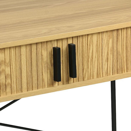 Scandi Wooden Console Table Wood & Metal Natural Shade L120xW60xH76.5cm