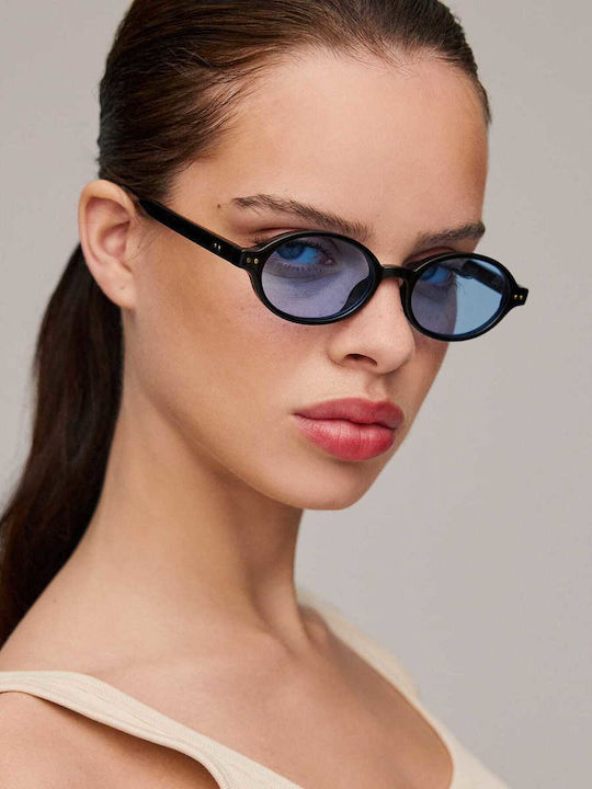 AV Sunglasses Odie Unisex Sunglasses with Black Plastic Frame and Light Blue Lens 119-ODIE Black/Blue