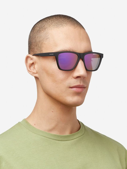 Hawkers Ls Raw Unisex Γυαλιά Ηλίου με Μαύρο Κοκκάλινο Σκελετό και Μωβ Polarized Καθρέφτη Φακό