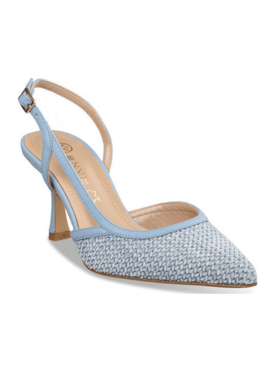Envie Shoes Synthetic Leather Blue Heels with Strap