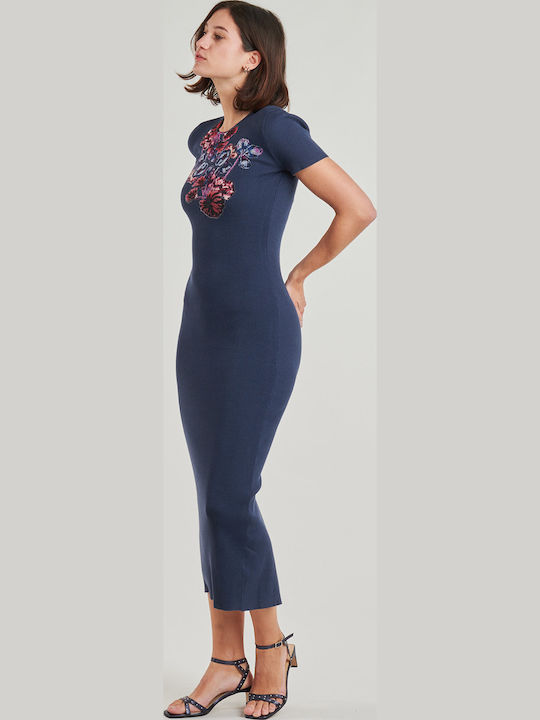 Lacroix Καλοκαιρινό Midi Φόρεμα Πλεκτό Navy Μπλε