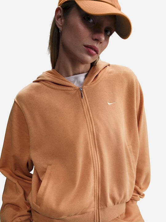Γυναικεία Ζακέτα Φούτερ με Κουκούλα Orange
