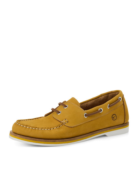 Leather Women's Boat Shoes in Yellow Color