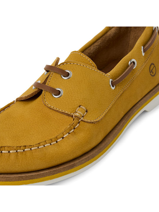 Leather Women's Boat Shoes in Yellow Color