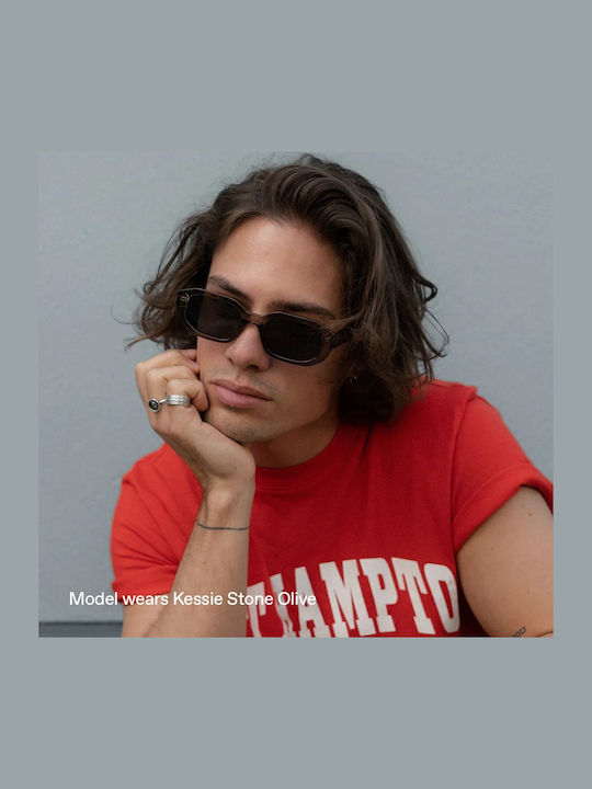 Meller Kessie Unisex Sunglasses with Brown Tartaruga Plastic Frame and Yellow Lens KES-TIGSUN