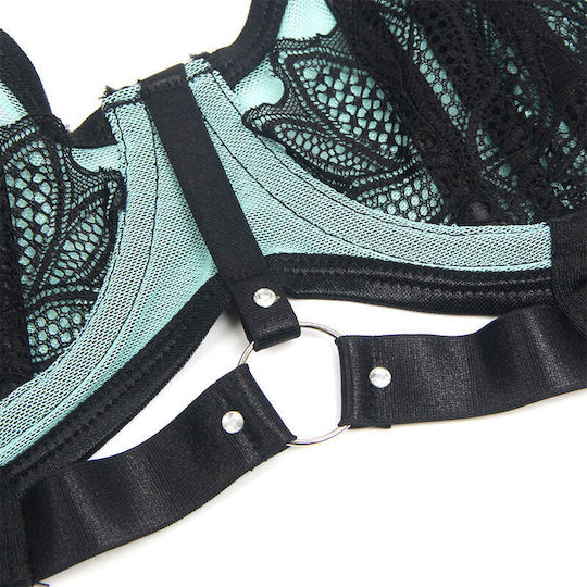 Subblime 955564 Green Patent Leather Mesh Zipper Bra Set