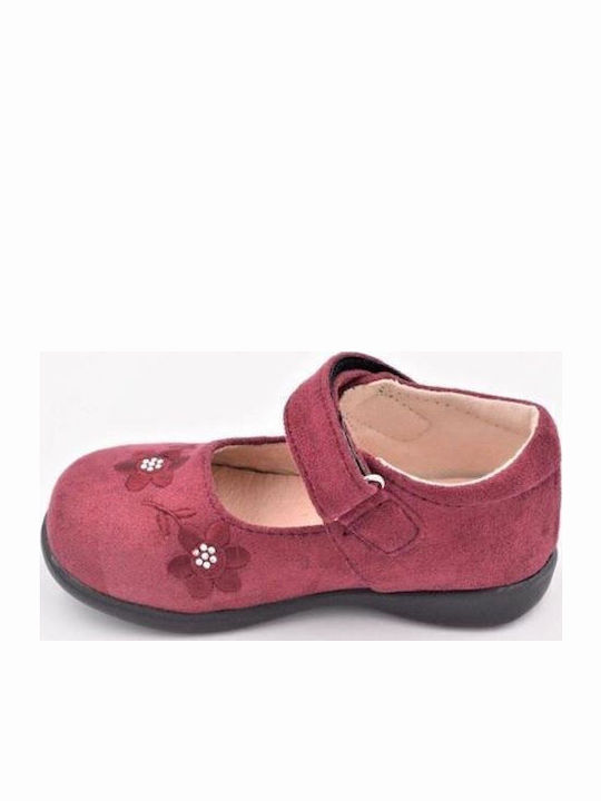 Balerini copii Anatomic cu închidere Hoop & Loop de Piele Burgundy