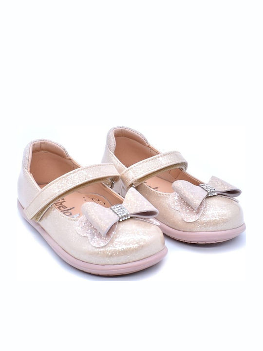 Kids Anatomic Leather Ballerinas with Hoop & Loop Closure Beige