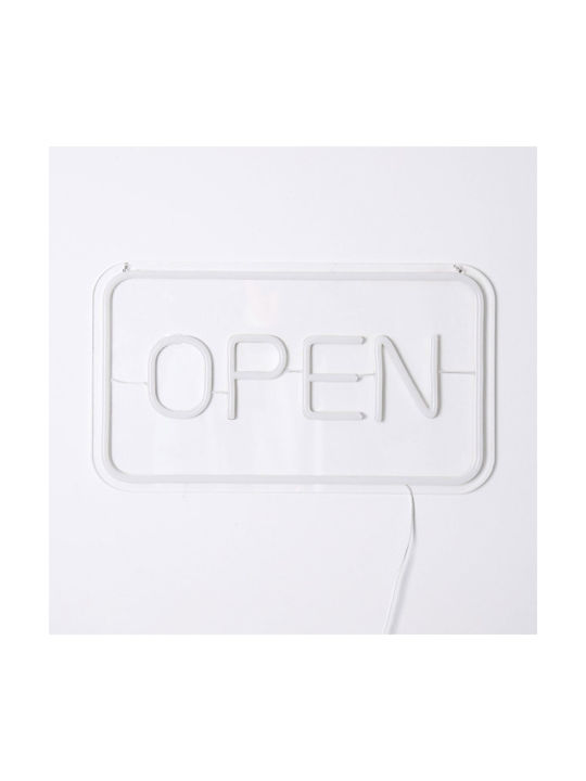 Led Neon Sign Model Open White Dimensions 41x23.5cm Usb Powered