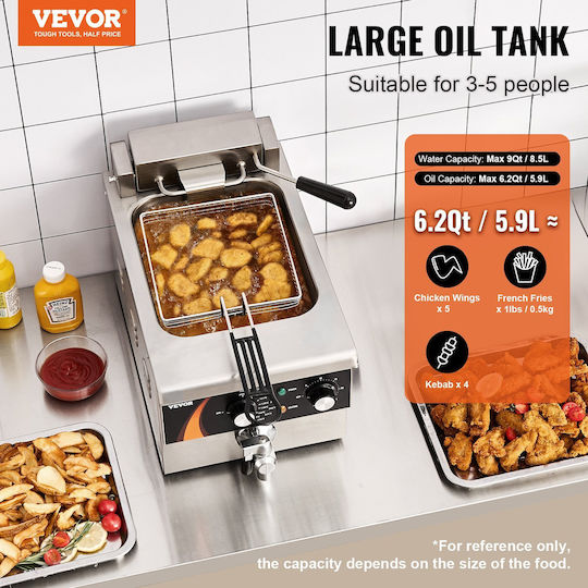 Vevor Electric Fryer 3kW Capacity 8.5lt
