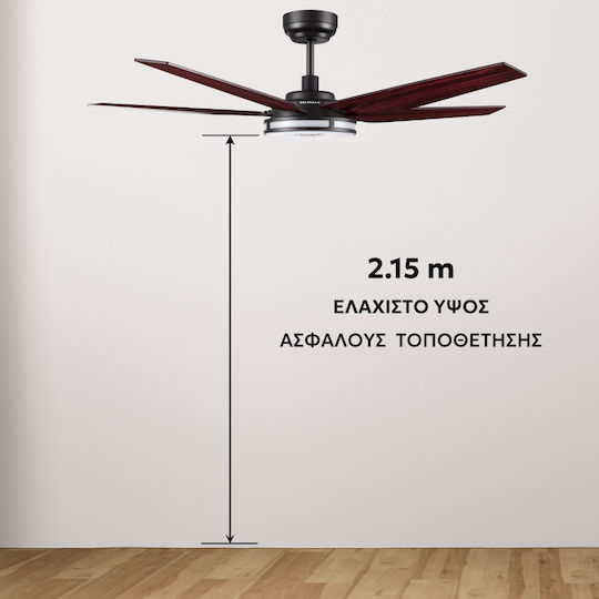 Telemax CES565SL Ανεμιστήρας Οροφής 56cm με Φως Καφέ / Ασημί