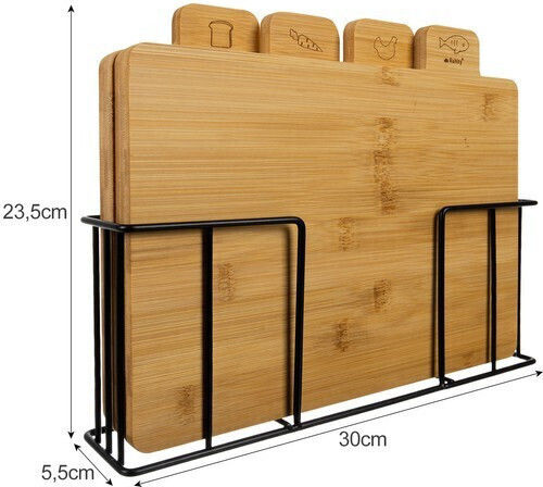 Ruhhy Module Suprafață de Tăiere din Bambus Maro 28x16cm 4buc