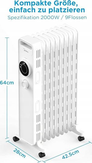 Midea Καλοριφέρ Λαδιού με 9 Φέτες 2000W