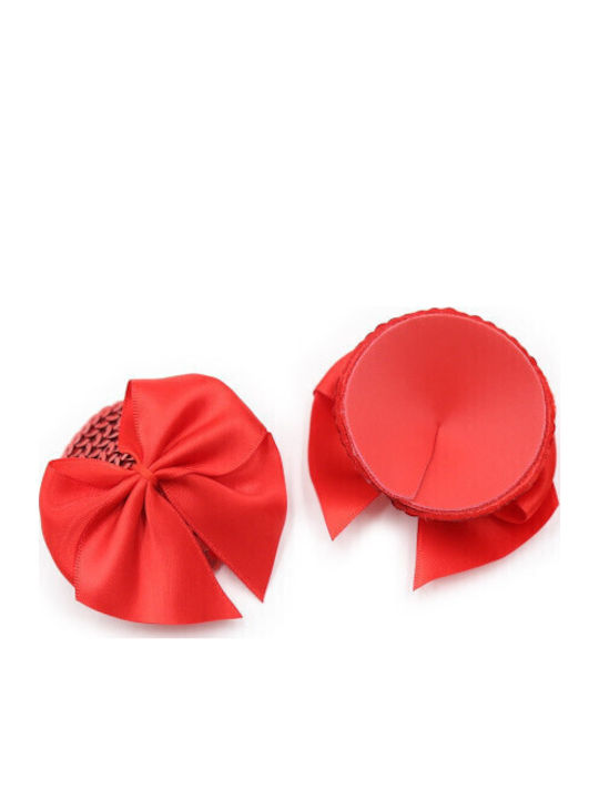 Naughty Toys Bowknots Sequin Round Nipple Covers Κόκκινα
