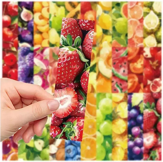 Set 30 Cardboard Bookmarks Book Lovers Fruit Design Multicolored Red 15 Pieces