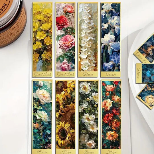 Set 30 Semne de Carte din Carton pentru Iubitorii de Cărți Design Pictură Florală Aurie 15 X