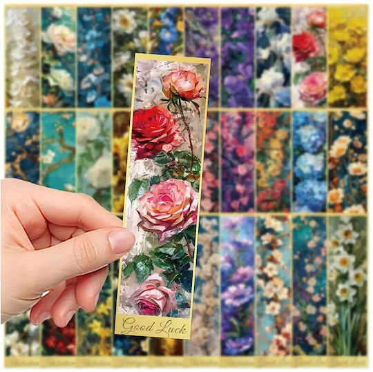Set 30 Semne de Carte din Carton pentru Iubitorii de Cărți Design Pictură Florală Aurie 15 X