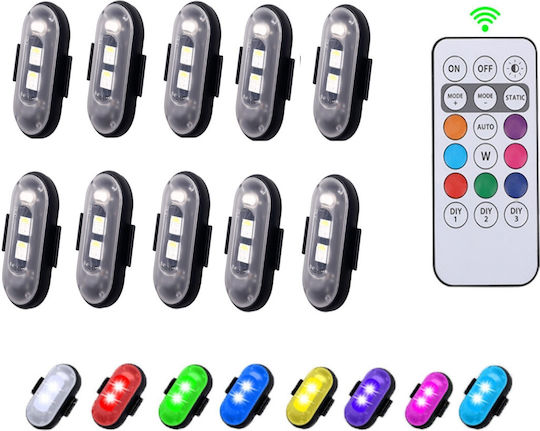 LED Wiederaufladbare Stroboskoplichter Fernbedienung RGBW Drohnen Boote Motorräder Autos 10 Stück TC-203